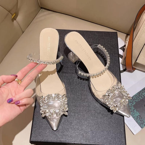Women PVC Crystal Transparent Heel